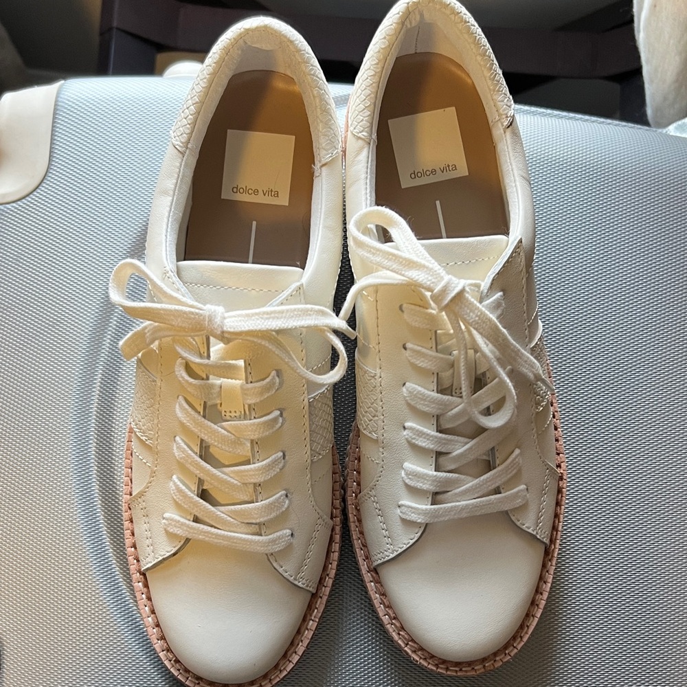 7.5 size Dolce Vita Cream and Pink Sneakers
